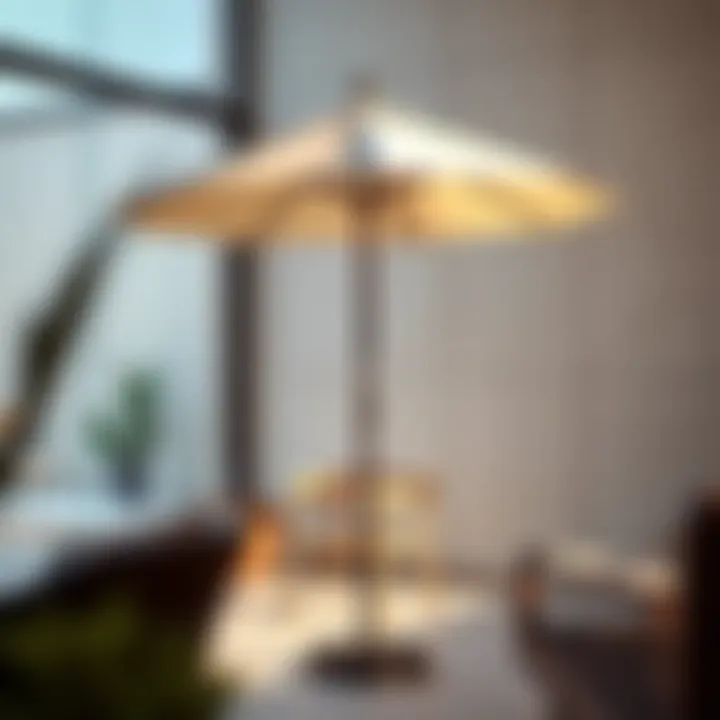 Trendy low profile umbrella stands showcased in a design magazine