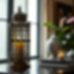 Intricately designed metal table lantern showcasing craftsmanship