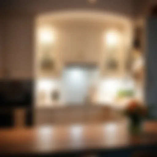 Elegant motion sensor cabinet lights illuminating a chic kitchen