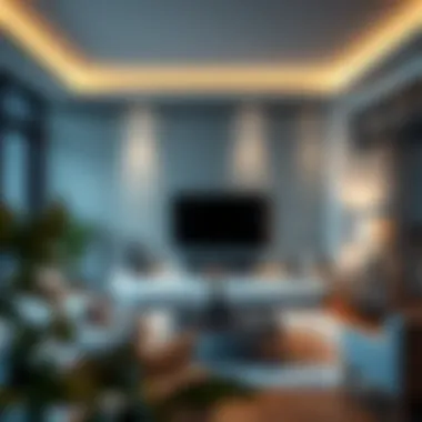 Stylish noise cancelling wall panel design in modern living room