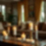 Cozy Ambiance with Flickering Candles Elegant arrangement of flickering candles in a cozy living room