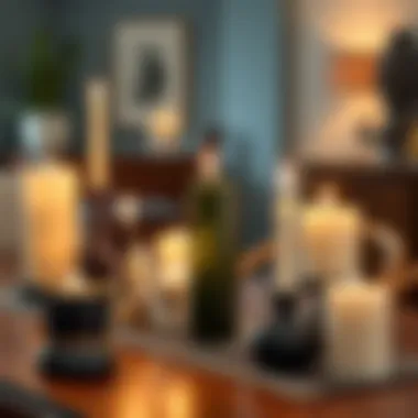 Various styles of flickering candles showcased on a stylish dining table