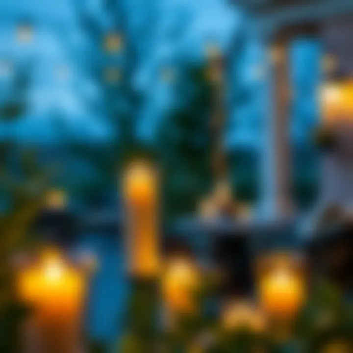 Flickering candles enhancing the atmosphere of an outdoor patio
