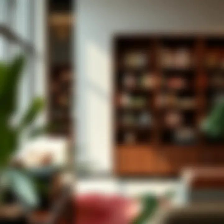 Stylish bookcase placement in a retail environment