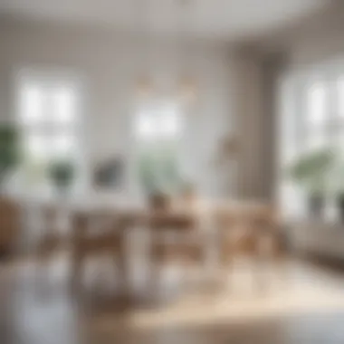 An elegant dining area featuring light palettes and clean lines