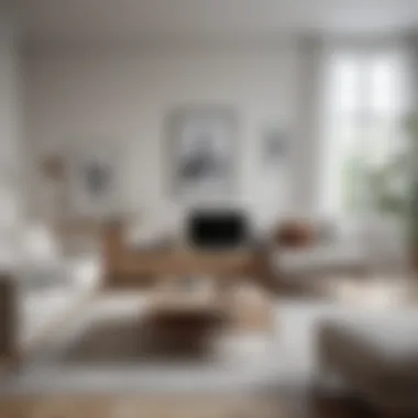 Serene Scandinavian Living Room A serene Scandinavian living room showcasing minimalist furniture and decor