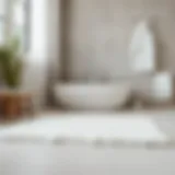 Elegant shower rug showcasing water absorption capability