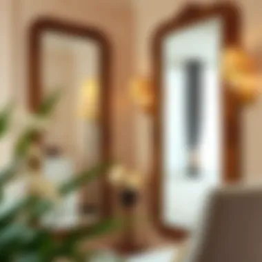 Chic dressing room with a beautifully framed mirror