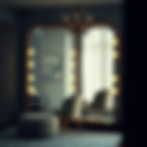 Elegant large mirror in a stylish dressing room