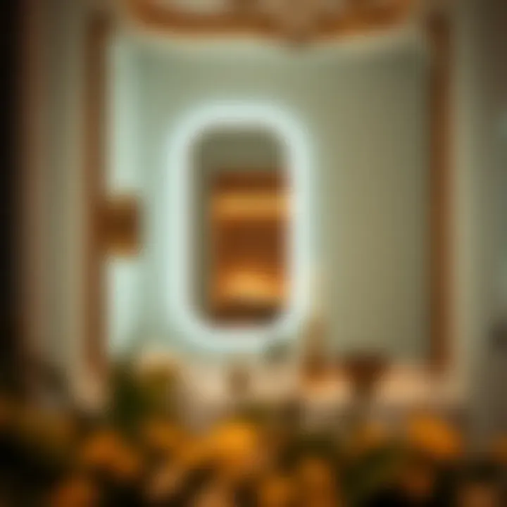 Luxurious dressing area featuring ambient lighting and a mirror