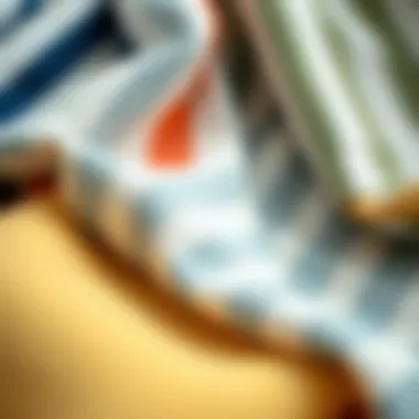 Diverse Textures and Colors of Striped Curtain Fabrics Close-up of various striped fabric swatches showcasing different textures and colors
