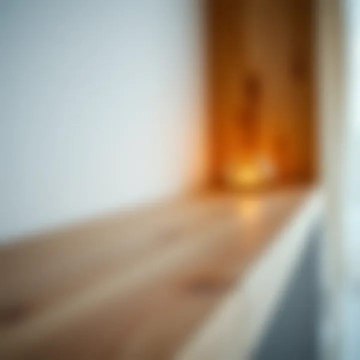 Close-up of materials used for floating shelf construction