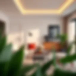 Elegant design of a square side table in a modern living room