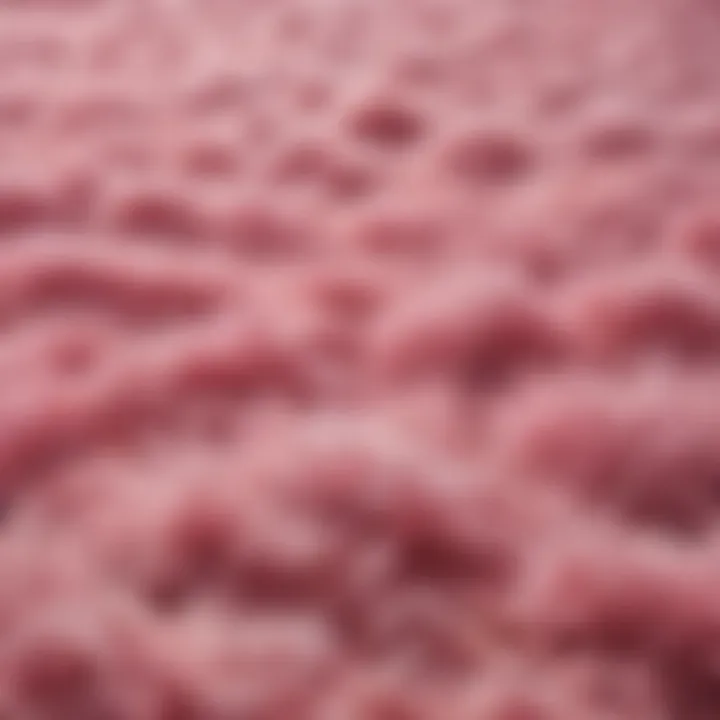 Close-up of pink furry carpet texture