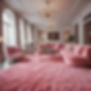 Luxurious Setting with Pink Furry Carpet Luxurious pink furry carpet in a modern living room setting