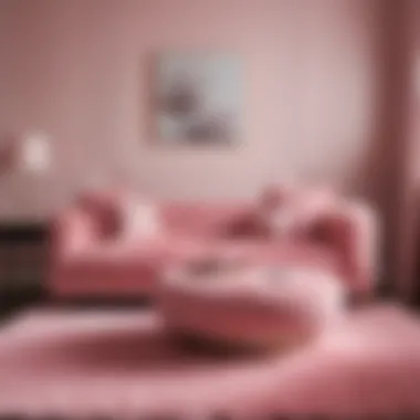 Stylish Furniture and Pink Furry Carpet Combination Stylish pink furry carpet complemented by elegant furniture