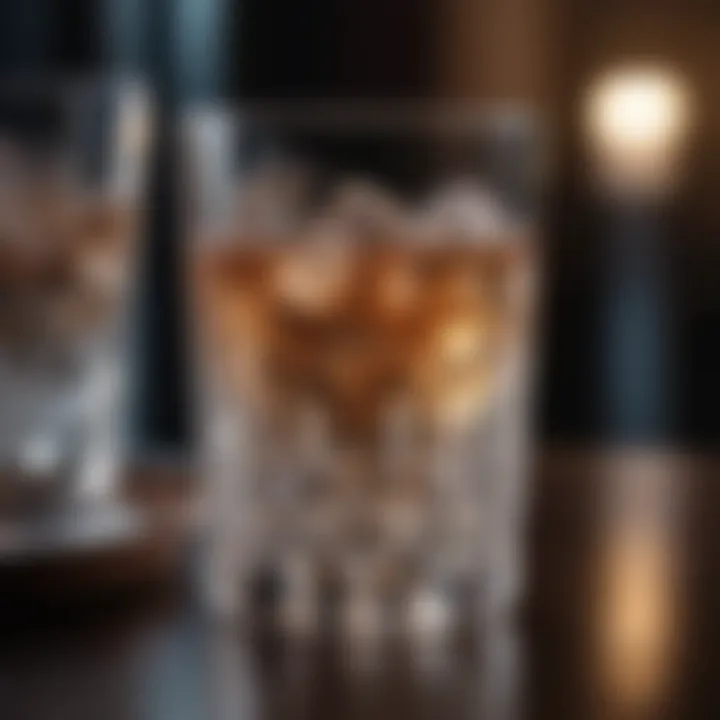 Elegant crystal drink glass reflecting light