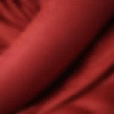 Close-up of fabric texture of red pillow cover