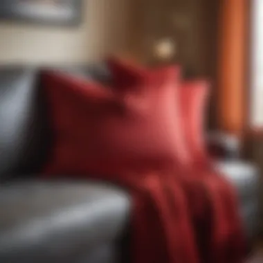 Red Pillow Enhancing a Cozy Nook Red throw pillow cover enhancing a cozy reading nook