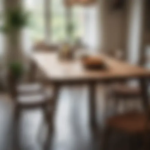 Elegant narrow wood dining table set in a cozy dining room