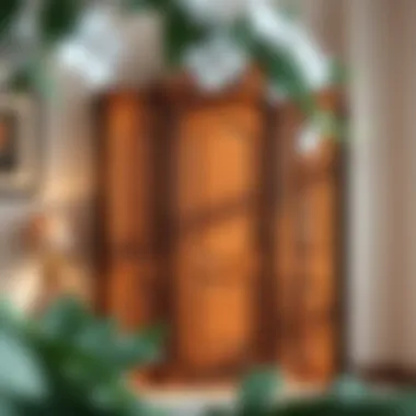Classic Wooden Wardrobe An elegant wooden wardrobe showcasing intricate carvings and a classic aesthetic