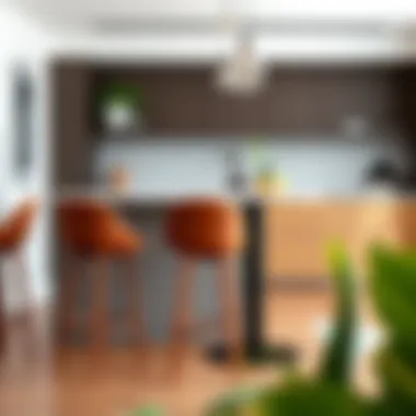 Contemporary Bar Stool and Table Set Contemporary bar stool and table set in a modern kitchen setting