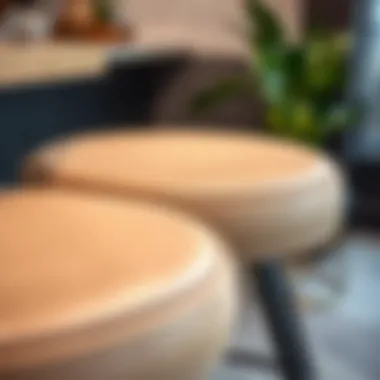 Detailed view of materials used in bar stool and table sets