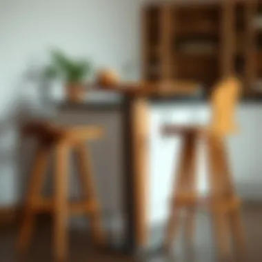 Stylish Wooden Bar Stool and Table Set Stylish wooden bar stool and table set with elegant design