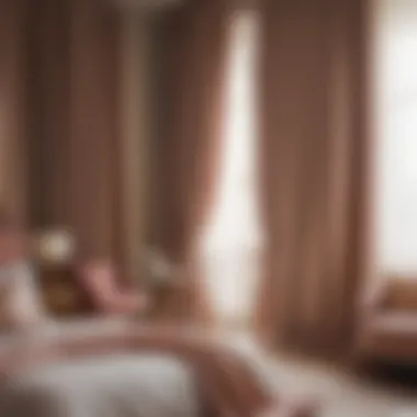 Blush and Gold Curtains in a Cozy Bedroom Cozy bedroom showcasing blush and gold curtain aesthetics