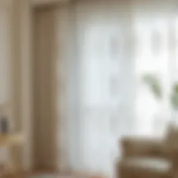 Elegant sheer white curtains with intricate embroidery