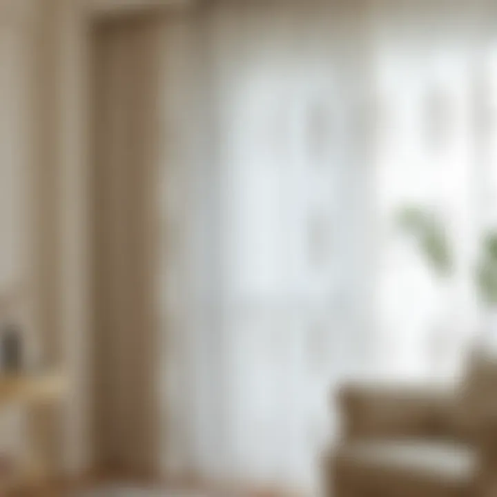 Elegant sheer white curtains with intricate embroidery