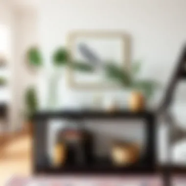 Beautifully Arranged Espresso Hallway Table in a Cozy Home Environment Beautifully arranged espresso hallway table in a cozy home environment