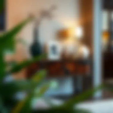 Stylish Espresso Hallway Table Adorned with Decorative Items Stylish espresso hallway table adorned with decorative items