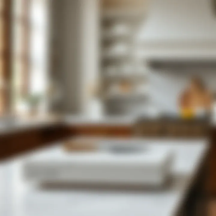 A beautifully designed marble chopping block adding elegance to the kitchen