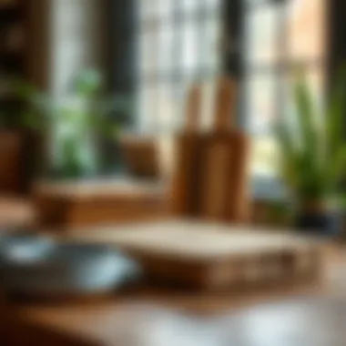 Modern bamboo chopping block emphasizing eco-friendly materials