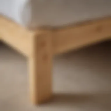 Detailed view of sturdy construction of a solid pine bed frame