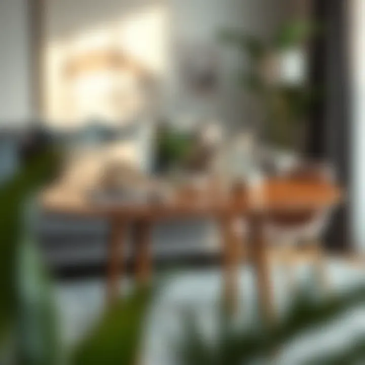 Chic Apartment Featuring Artistic Drop Leaf Table Artistic drop leaf table with decorative elements in a chic apartment