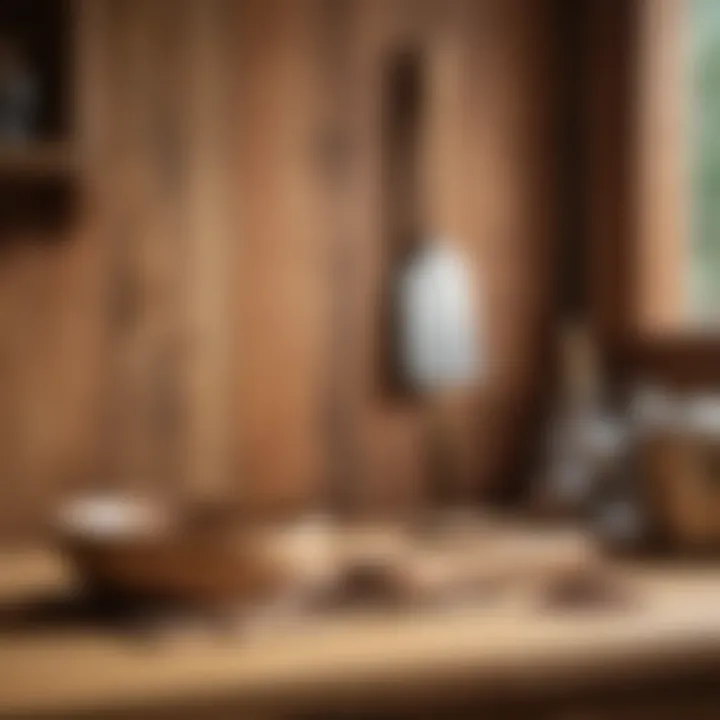 Beech wood spatula against a rustic kitchen backdrop