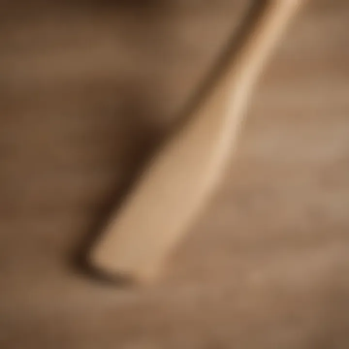 Close-up of beech wood spatula highlighting craftsmanship