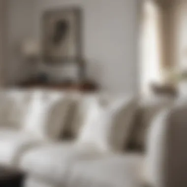 Charming White Sofa Pillows in a Living Room Elegant white sofa pillows adding charm to a living room