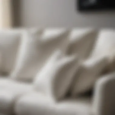 White Sofa Pillows on a Modern Couch Close-up of white sofa pillows on a modern couch
