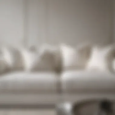 Artfully arranged white sofa pillows enhancing a serene ambiance