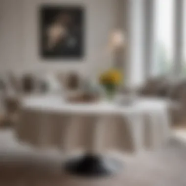 Stylish oval tablecloth enhancing a contemporary living room