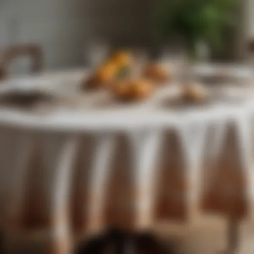 Elegant oval tablecloth adorning a dining table