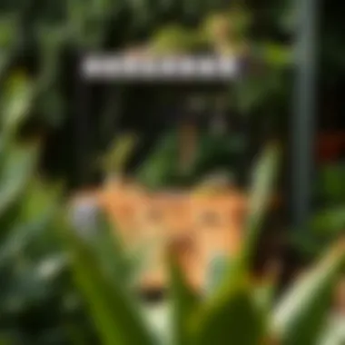 Patio kitchen cart surrounded by lush greenery, enhancing the outdoor aesthetic.