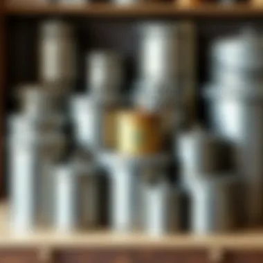 Diverse Steel Container Collection A variety of steel containers with lids in different sizes and shapes