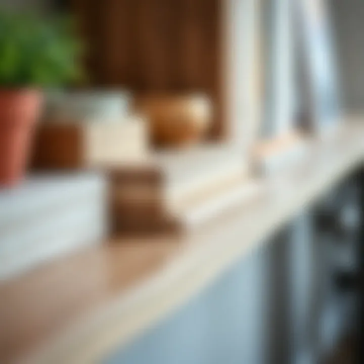 Materials in Ledge Shelf Design Close-up of various materials used in ledge shelf construction