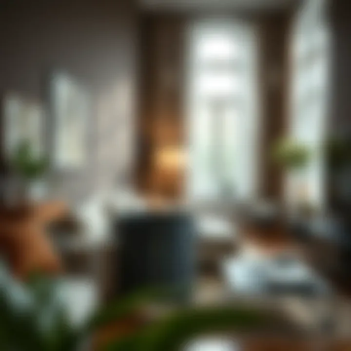 Stylish wall mounted garbage can in a chic living space