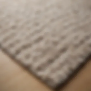 A close-up of a soft, plush kitchen rug showcasing its texture and material.