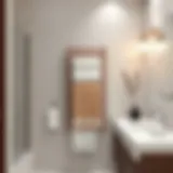 Stylish towel rack in modern bathroom